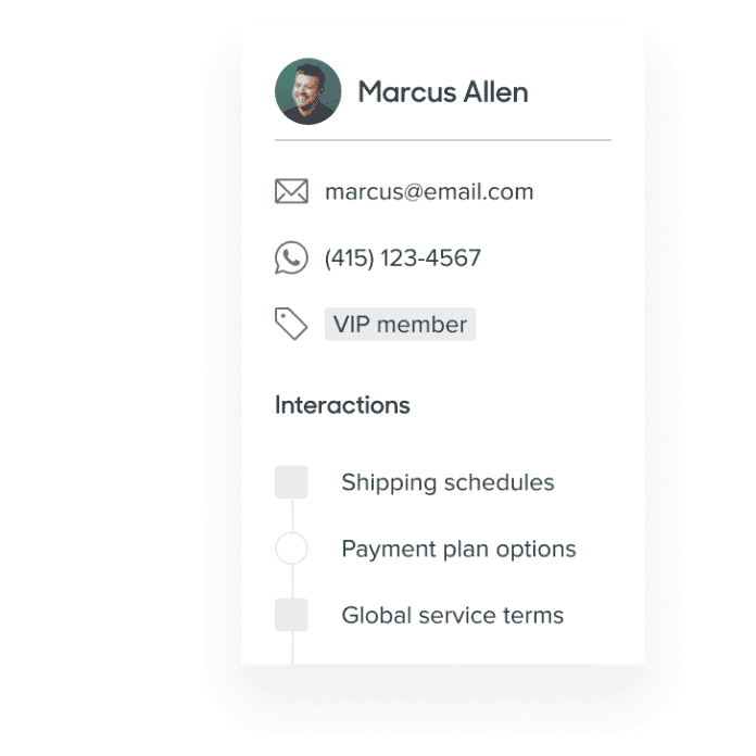 Product screen: Customer information
